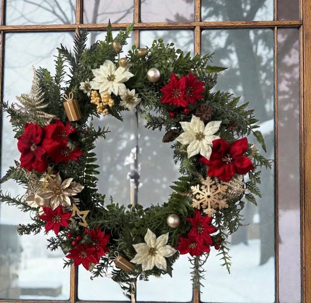 フラワーアレンジメント教室で作れるクリスマスリースの画像