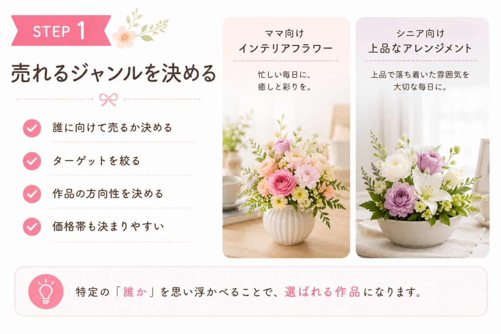 未経験から始めるお花の仕事のステップ1を示す図解
