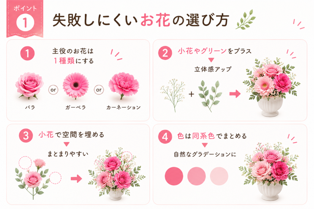 失敗しにくいお花の選び方の図解